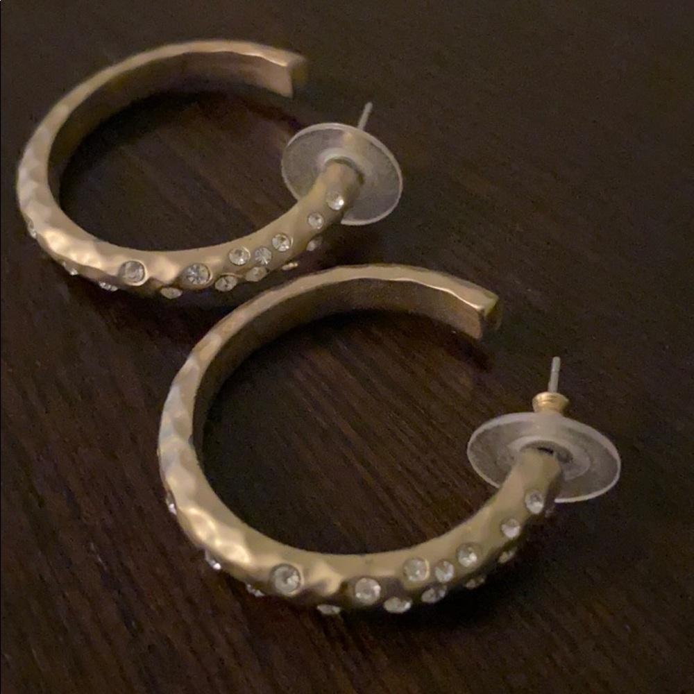Gold and crystal hoop earrings